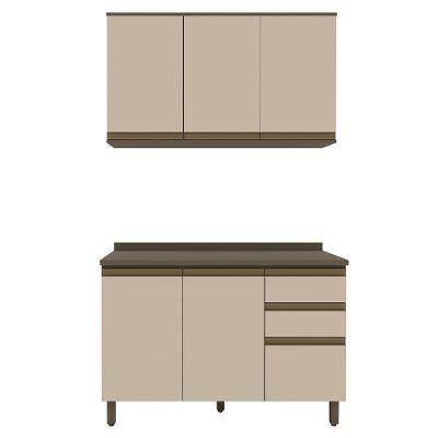 Cozinha Modulada Connect 2 Peças Com Aéreo E Balcão 120cm Duna/cristal - Móveis Henn Duna/cristal