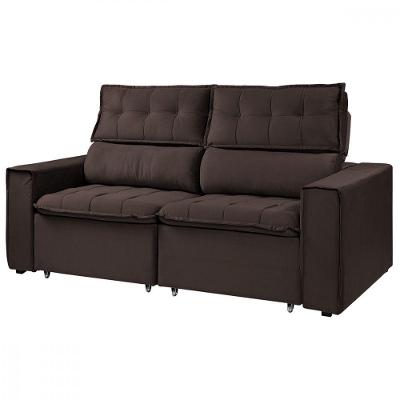 Sofá Para Sala Reclinavel Estofado Cancún 200cm Veludo Chocolate