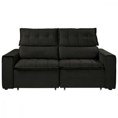 Sofá Reclinavel Estofado Cancún 200cm Suede Super Brown Marrom