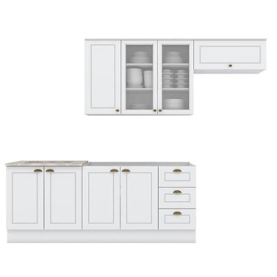 Cozinha Modulada Americana 4 Peças Com Balcão 120cm Sem Tampo Branco/calcare - Móveis Henn Branco/calcare