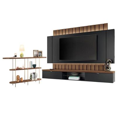 Home Suspenso Illusion 2.2 Preto Castanho E Aparador Infinity Castanho- Hb Móveis