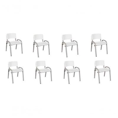 Kit 8 Cadeiras Infantil Iso, Escola, Base Cinza-branco