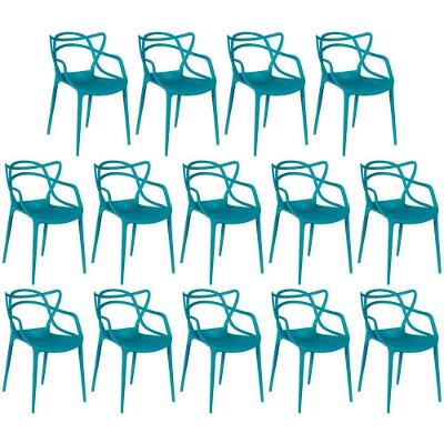 Kit 14 Cadeiras De Jantar Allegra Design Empilhável - Turquesa