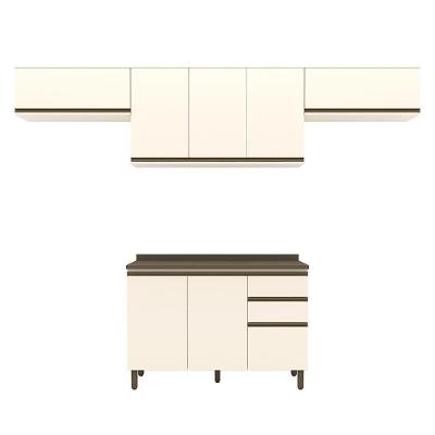 Cozinha Modulada Connect 4 Peças Balcão 120cm Off White Com Tampo Mdp - Móveis Henn Off White