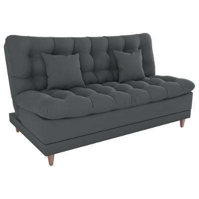 Sofa Cama 2 Lugares 185 Cm Duda Veludo Light B250 Milani Store Cinza