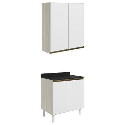 Armario Aereo Balcao 2 Portas 80cm Mdf Kali Nicioli Bianco Toq Branco Uv