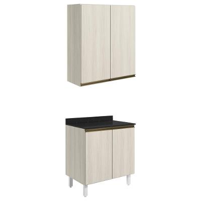 Armario Aereo Balcao 2 Portas 80cm Mdf Kali Nicioli Bianco Toq