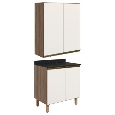 Armario Aereo Balcao 2 Portas 60cm Mdf Kali Nicioli Carvalho Toq Off White Cetim