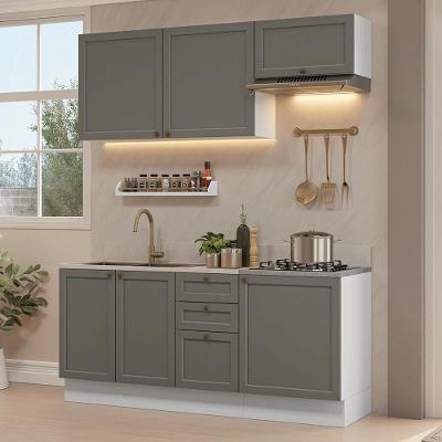 Armário De Cozinha Compacta 180 Cm Branco/cinza Vik Madesa 01 Branco/cinza