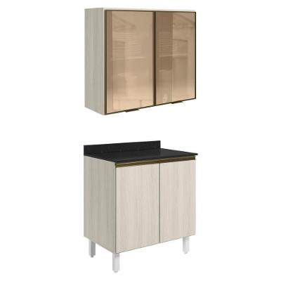Armario Aereo Vidro Balcao 2p 80cm Mdf Kali Nicioli Bianco Toq