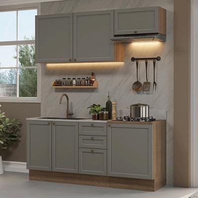Armário De Cozinha Compacta 180 Cm Rustic/cinza Vik Madesa 01 Rustic/cinza
