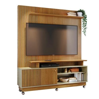 Combo Home Com Rodinhas + Painel Para Tv 60 Polegadas Ares - 7 Decor Cumaru E Opala