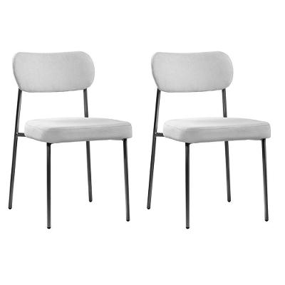 Conjunto 2 Cadeiras Lavínia Bouclê Cinza/aço Preto - Salaone Bouclê Cinza/aço Preto