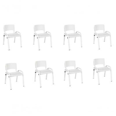 Kit 8 Cadeiras Infantil Iso, Escola, Base Branco-branco