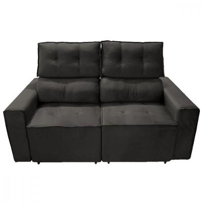 Sofá Para Sala Reclinavel Estofado Price 180cm Veludo Marrom