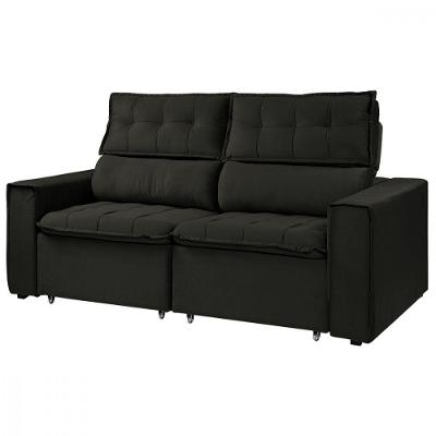 Sofá Para Sala Reclinavel Estofado Cancún 200cm Suede Marrom Escuro