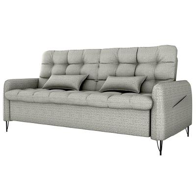 Sofa Cama 2 Lugares 200cm Pillar Linho Vancouver E487 Milani Store Cinza