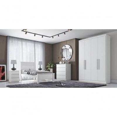 Guarda Roupa Solteiro 4 Portas 3 Gavetas - Sevilha-branco - Móveis Novo Horizonte