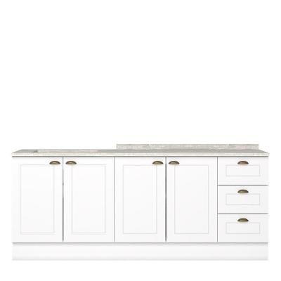 Cozinha Modulada Americana 2 Peças Balcões 120cm E 80cm Branco/calcare Com Tampos Mdp - Móveis Henn Branco/calcare