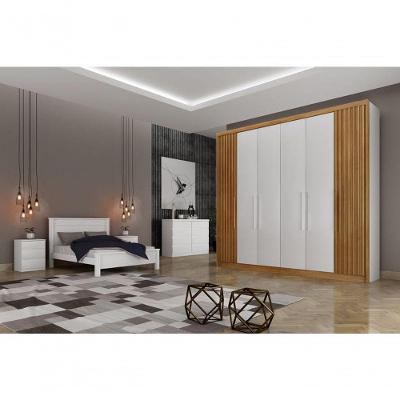 Guarda Roupa Casal 6 Portas 6 Gavetas - Santoro Ripado-branco - Móveis Novo Horizonte