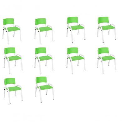 Kit 10 Cadeiras Infantil Iso, Escola, Base Branco verde Claro