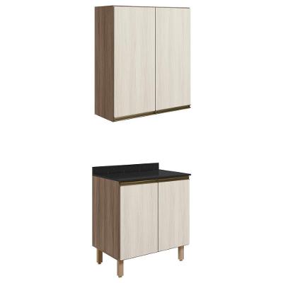 Armario Aereo Balcao 2 Portas 80cm Mdf Kali Nicioli Carvalho Toq Bianco Toq