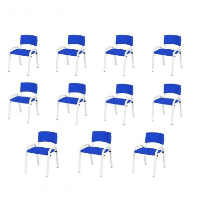 Kit 11 Cadeiras Infantil Iso Escola Base Branco Azul
