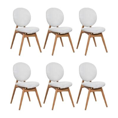 Kit 6 Cadeiras De Jantar Lotus Estrutura Aço Carbono Laminado Natural Com Estofado Linho Cru