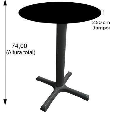 Mesa ômega Ferro Branco 74 Cm (alt) Base Em X Tampo Mdp Redondo Grafito 80 Cm (larg) X 2,50 Cm (alt)