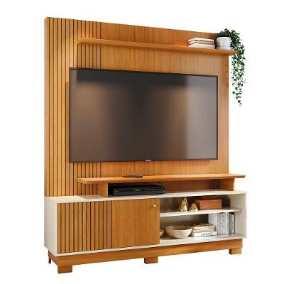 Combo Home Com Pés + Painel Para Tv 60 Polegadas Ares - 7 Decor Cinamomo E Off White