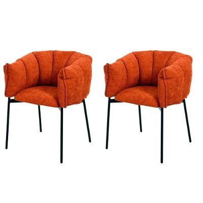 Kit 2 Cadeiras Joy Rivatti 63 Cm (largura) Estofado Em Tecido Terracota E Base Em Aço Preto