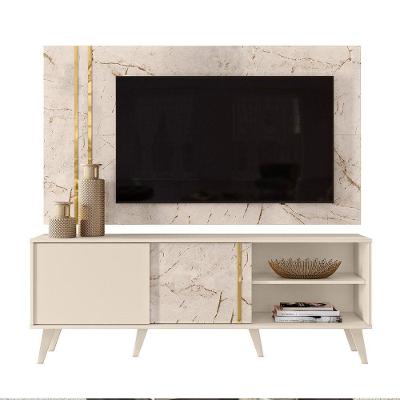 Combo Painel De Tv 60 Polegadas + Rack Cronos - 7 Decor Calacata E Off White
