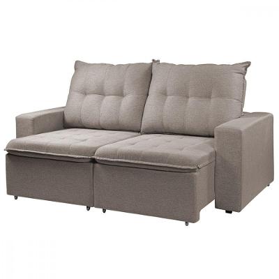 Sofá Para Sala Reclinavel Estofado Berlim 200cm Veludo Carvalho