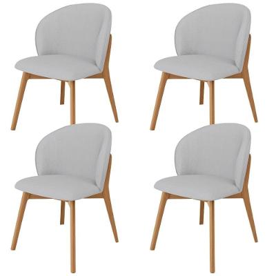 Kit 04 Cadeiras De Jantar E Estar Living Estofada Mia L02 Linho Cinza - Lyam Decor