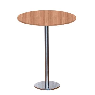 Mesa Pisa Beta Bistrô Fratini 107,50cm (a) Disco Redondo Inox Tampo Mdp Redondo Noce Nat 80cm (l)