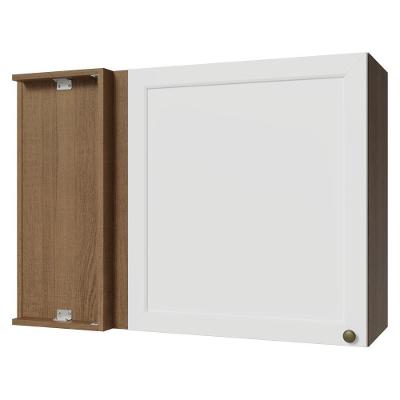 Armário Aéreo De Canto 1 Porta Rustic/branco Vik Madesa Rustic/branco