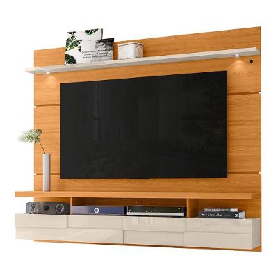 Painel Bancada Suspensa Para Tv 60 Polegadas Lana 1.8 - 7 Decor Cinamomo E Off White