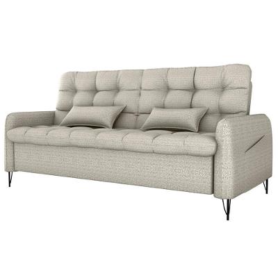 Sofa Cama 2 Lugares 200cm Pillar Linho Vancouver E483 Milani Store Bege