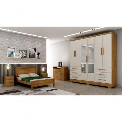 Guarda Roupa Solteiro Com Espelho Com Pés 6 Portas 6 Gavetas - Encant-cumaru-fendi - Móveis Novo Horizonte