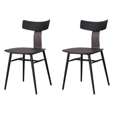Kit 2 Cadeiras Analu Rivatti 42 Cm (largura) Assento E Encosto Pp Preto Detalhe Em Pu Cinza Base Aço