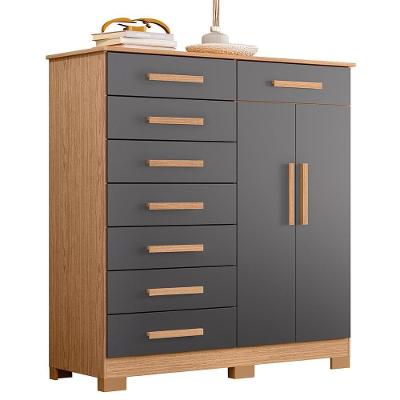 Cômoda Verona 2 Portas E 8 Gavetas Freijó/titanium - Móveis Albatroz Freijó/titanium