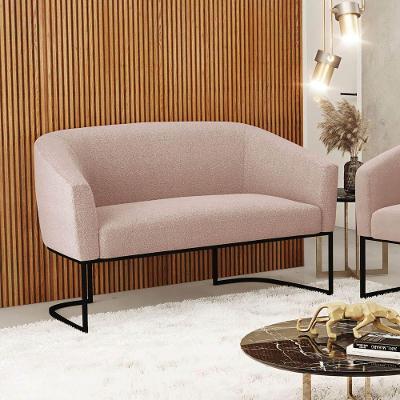 Sofá 2 Lugares Namoradeira Industrial Preto Stella Bouclê D03 - D'rossi Rose