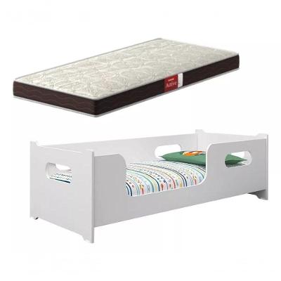 Cama Encanto Solteiro Montessoriana 100% Mdf + Colchão Solteiro 188x88 Prodormir - Branca