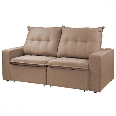 Sofá Para Sala Reclinavel Estofado Berlim 200cm Veludo Bege Bege