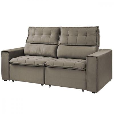 Sofá Retratil Reclinavel Estofado Cancún 200cm Veludo Castor Castor