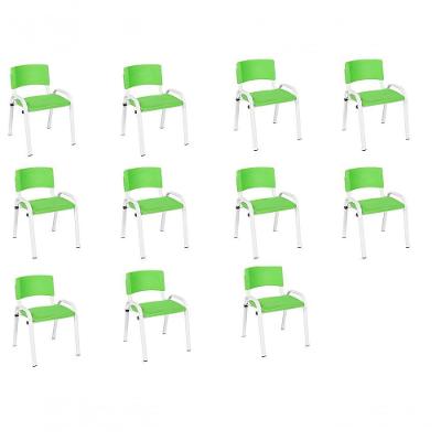 Kit 11 Cadeiras Infantil Iso Escola Base Branco Verde Claro