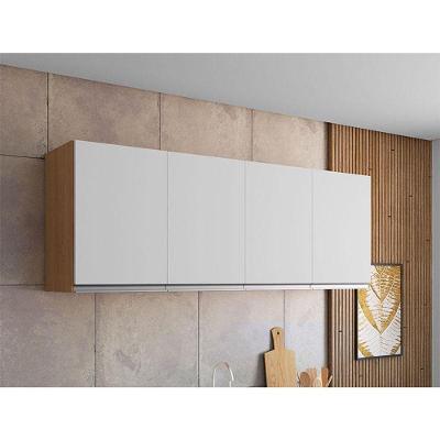 Armário Aéreo Para Cozinha Ambiente Andréia 4 Portas 150cm Amêndoa Branco - Ajl