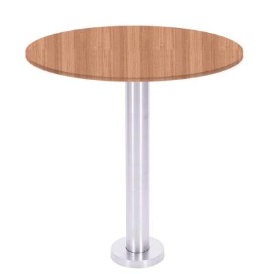 Mesa Beta Fixa Inox 71,50 Cm (alt) Disco Redondo Tampo Mdp Redondo 70 Cm (larg) X 2,50 Cm (alt) Noce