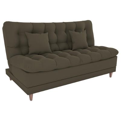 Sofa Cama 2 Lugares 185 Cm Duda Veludo Light B256 Milani Store Marrom Claro