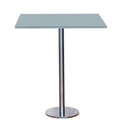 Mesa Pisa Beta Bistrô Fratini 107,50cm (a) Disco Redondo Inox Tampo Mdp Quadrado Cinza 70cm (l)
